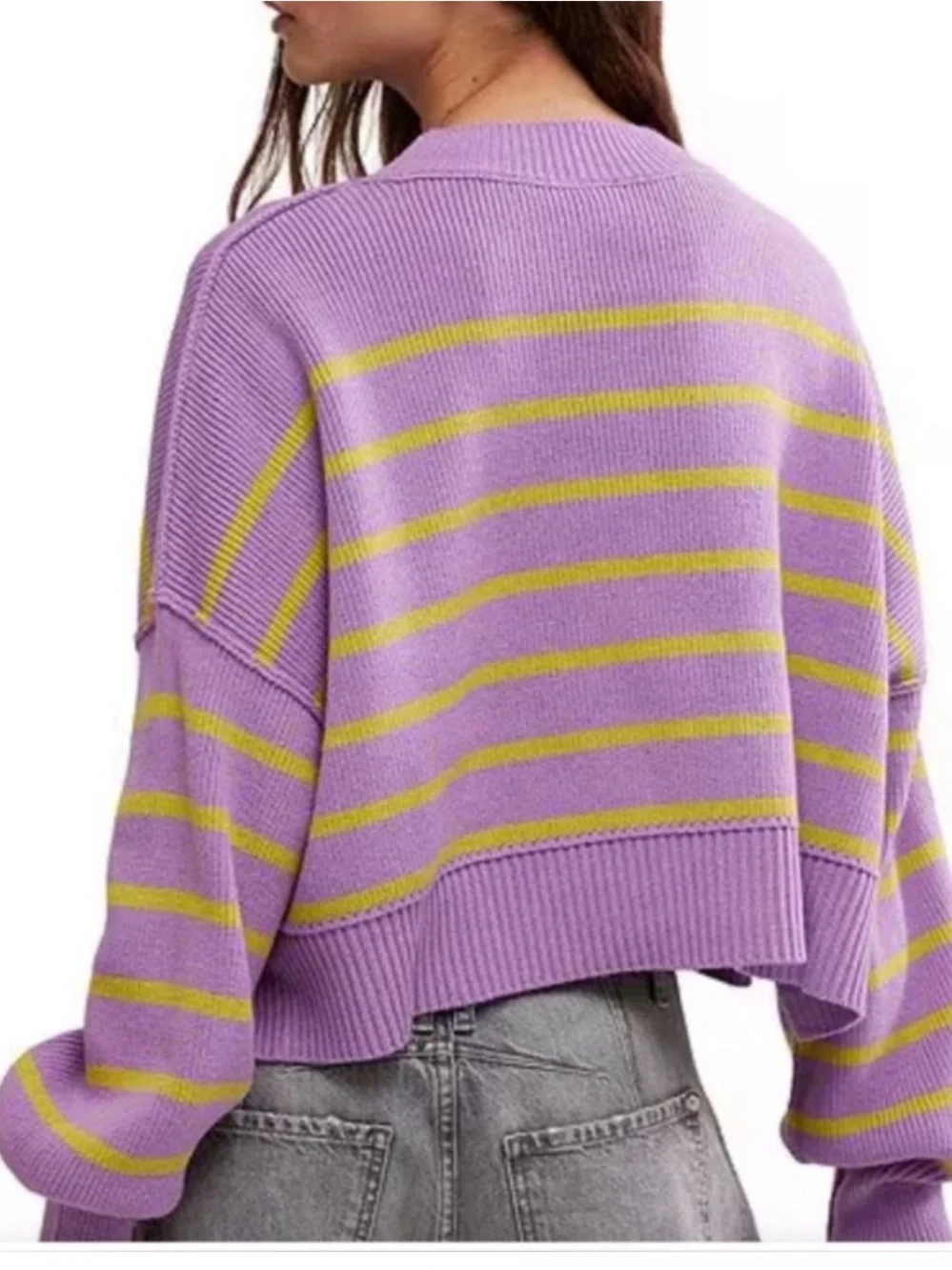 free people iris orchid striped cropped easy street sweater
